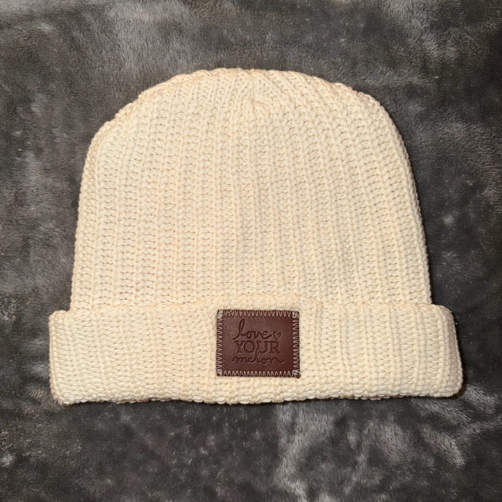 Love Your Melon Cream Knit Beanie